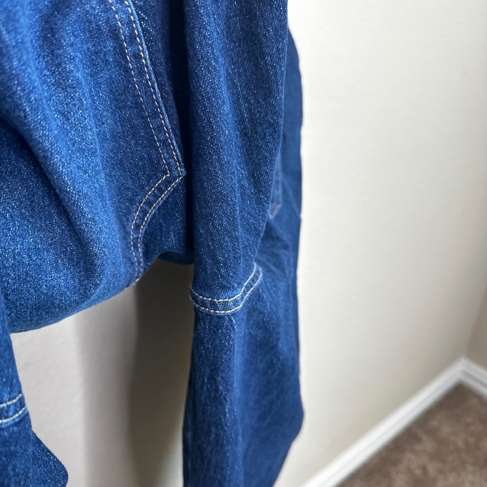 Fashion Nova Denim Jumpsuit Dark Wash Utility Boilersuit Wide Leg XL Workwear - Picture 8 of 11